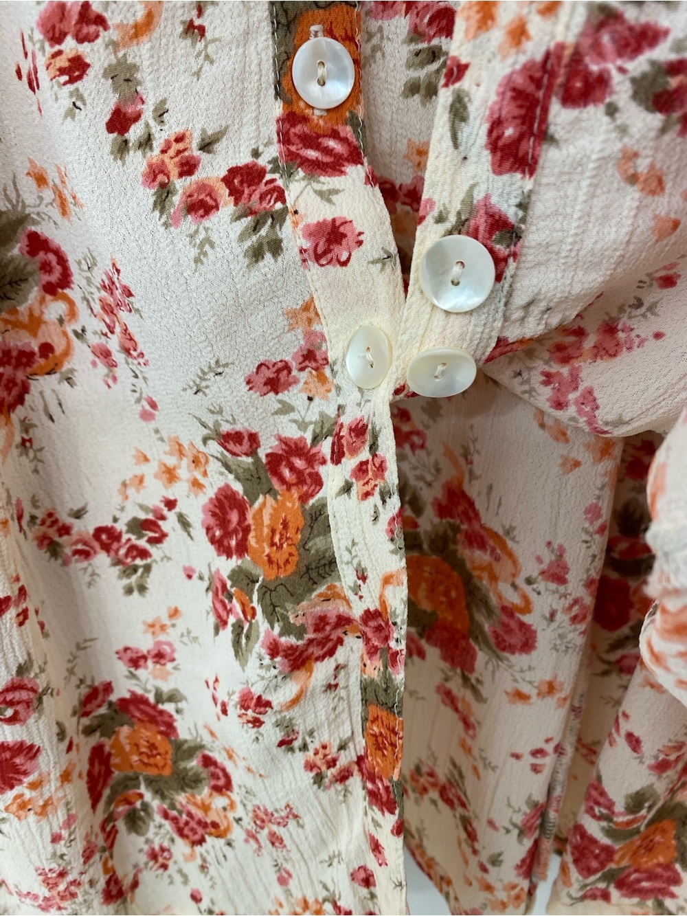 April Cornell Floral Sleeveless Dress Button Front Pintuck Pinafore Sundress L - Picture 6 of 12